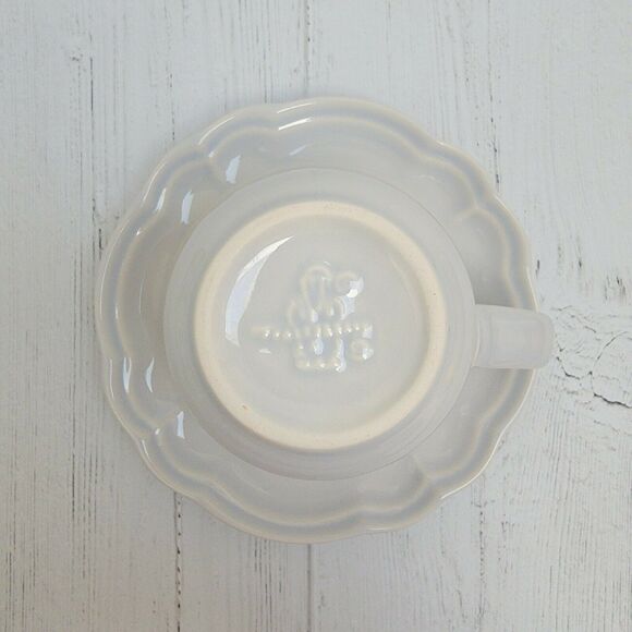 Vintage Pfaltzgraff Poetry Glossy Blue Rose cups and saucers, set of 3 - Picture 3 of 4